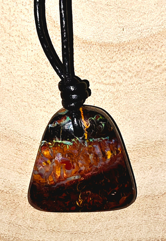 Boulder Opal Necklace - Blue‑Green Mixed Pattern (Double‑Sided)