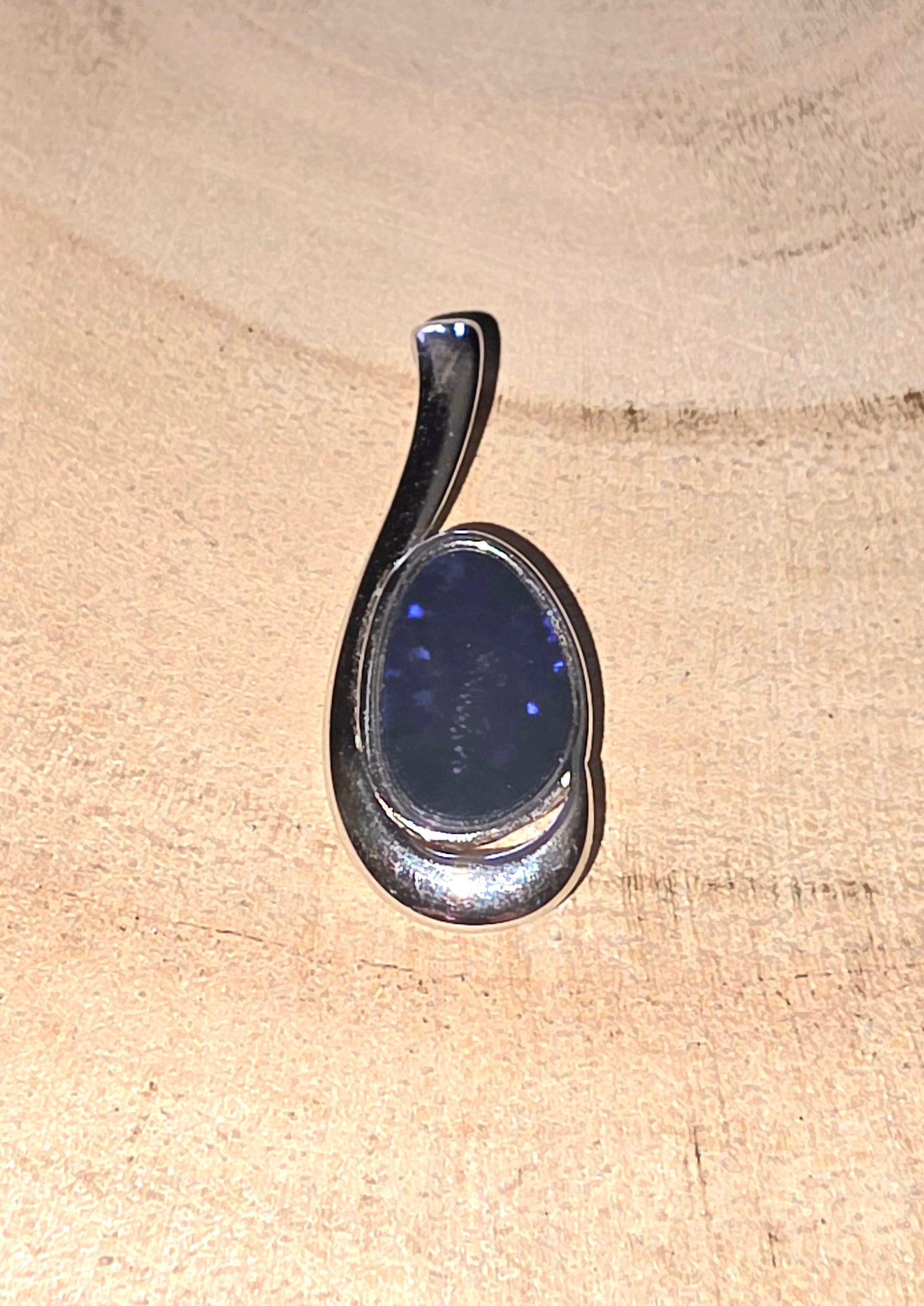 Boulder Opal Pendant - Deep Blue Oval in 925 Silver