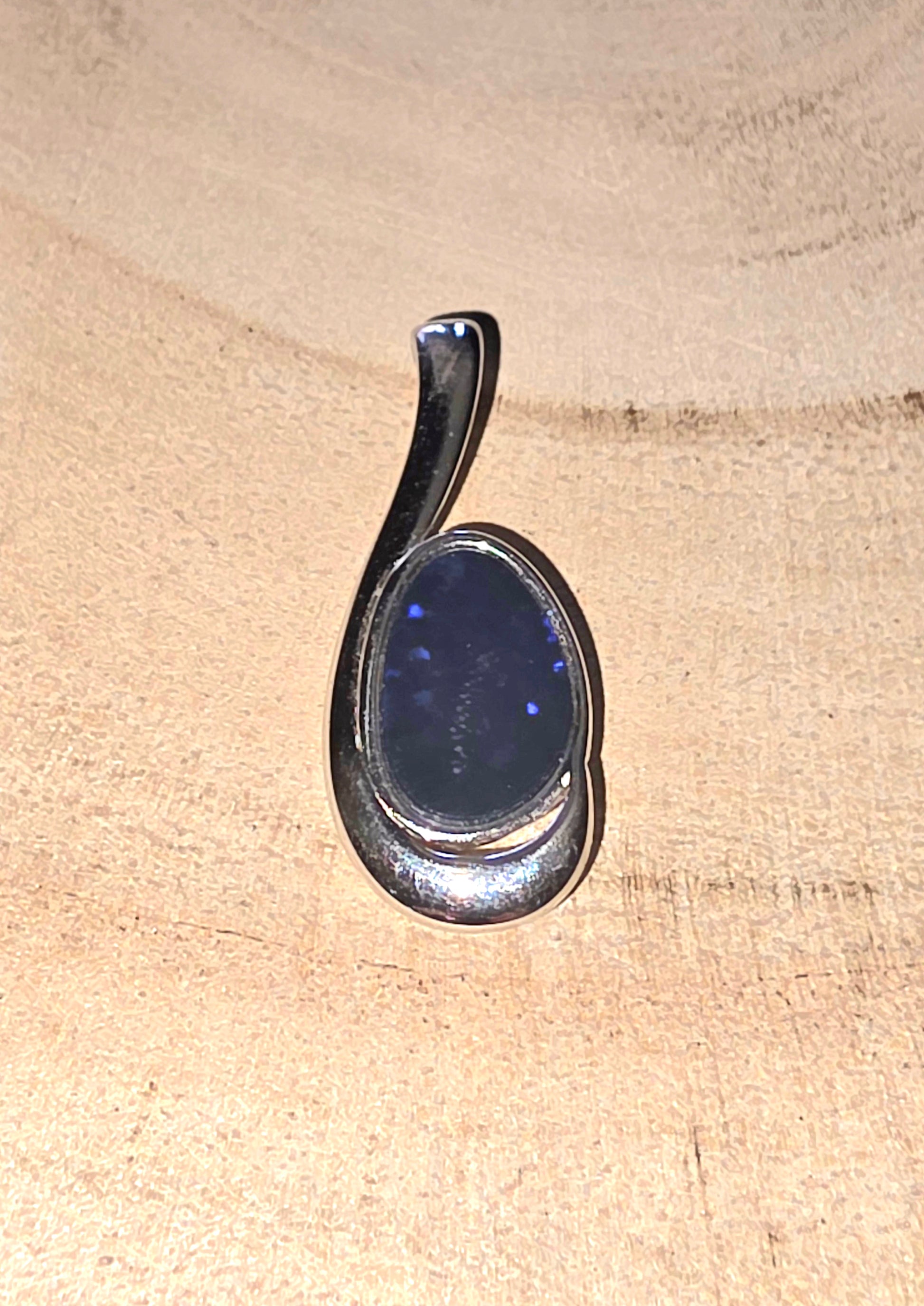 Boulder Opal Pendant - Deep Blue Oval in 925 Silver