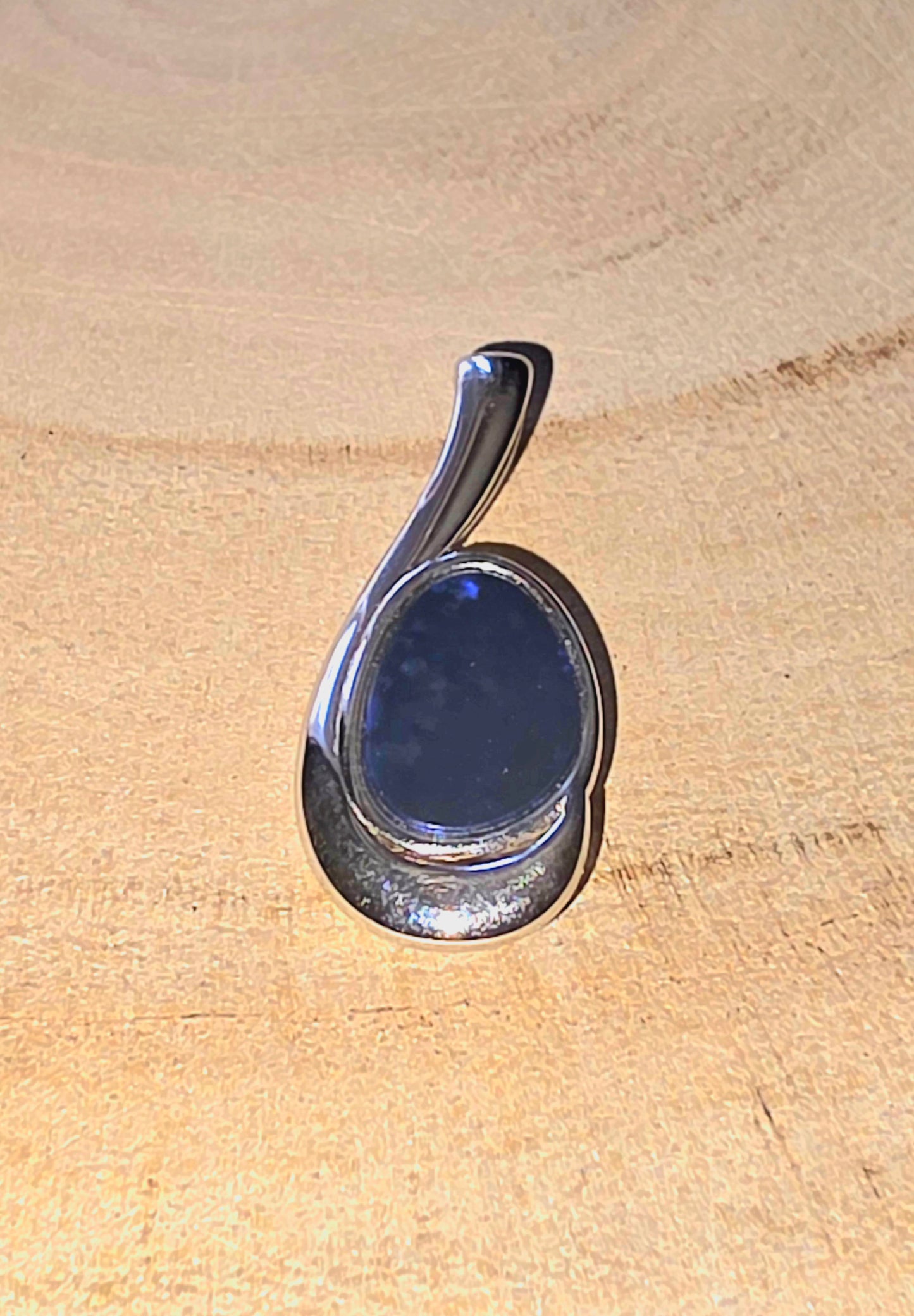 Large Boulder Opal Pendant - Deep Blue Oval in 925 Silver