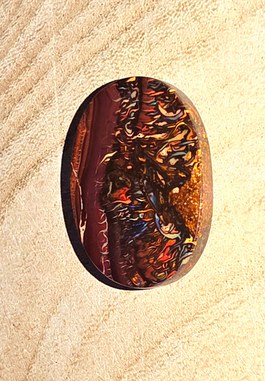 Oval Boulder Opal Cabochon – Blue & Green Pinfire