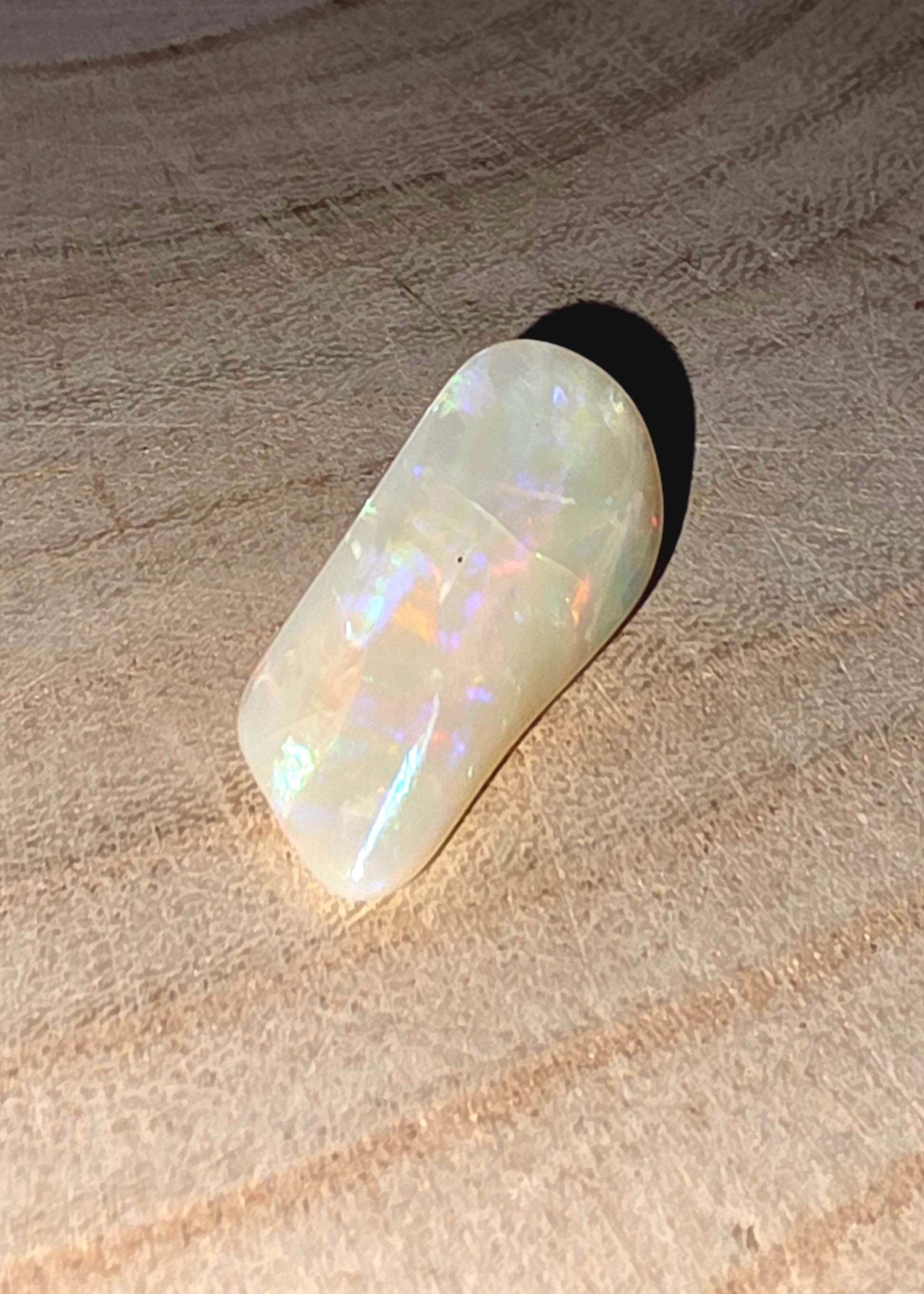 Large White Opal Nugget – Rolling Flash on Five Sides