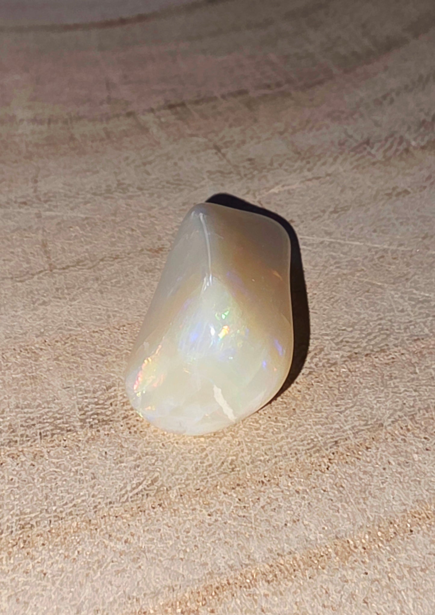 Large White Opal Nugget – Rolling Flash on Five Sides