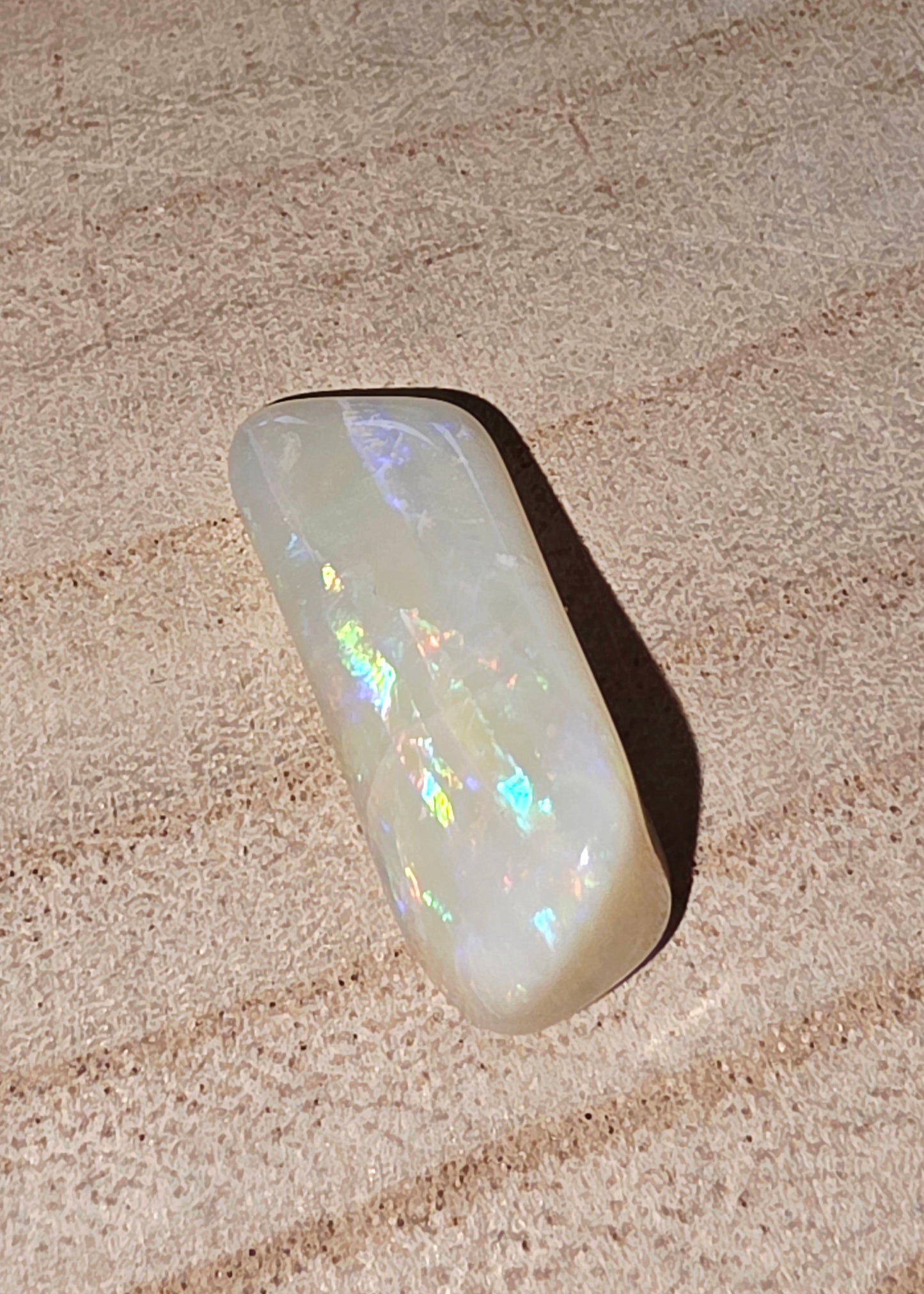 Large White Opal Nugget – Rolling Flash on Five Sides