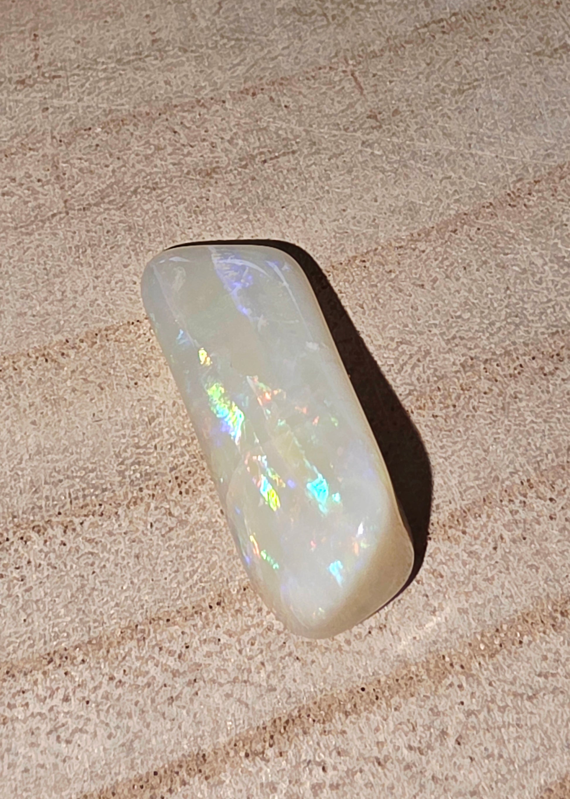 Large White Opal Nugget – Rolling Flash on Five Sides