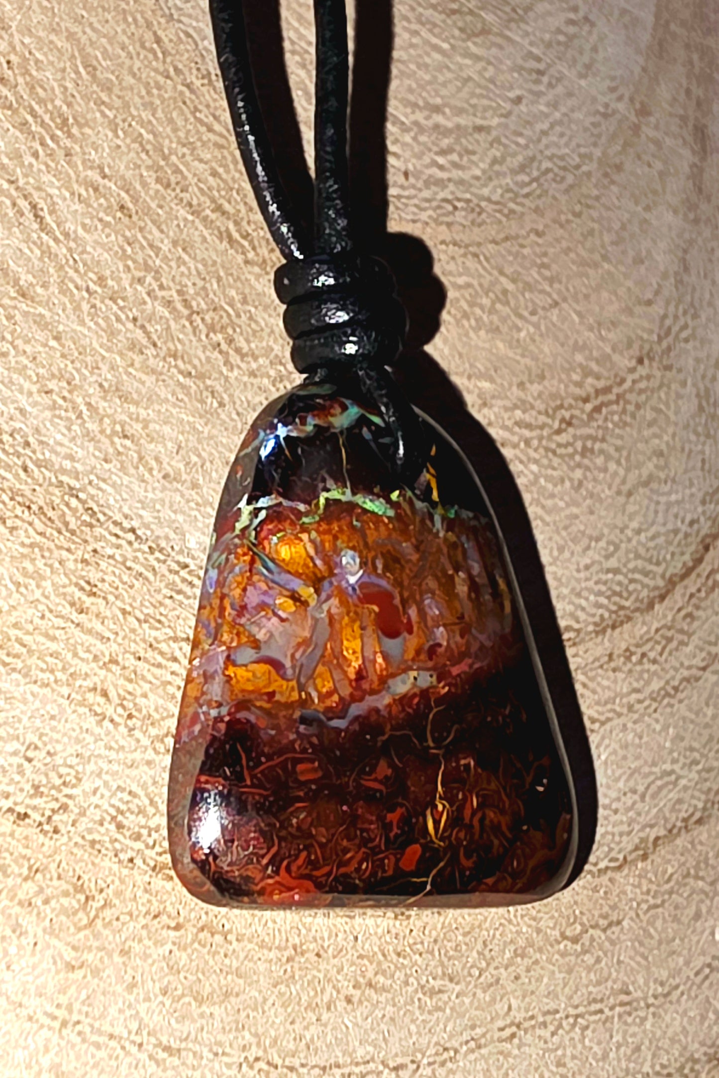 Boulder Opal Necklace - Blue‑Green Mixed Pattern 
