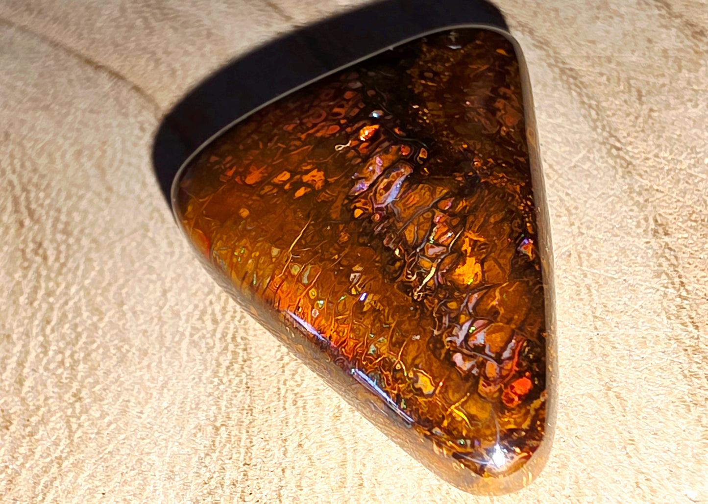 Boulder Opal – Blue, Green & Orange Pinfire (Double‑Sided)