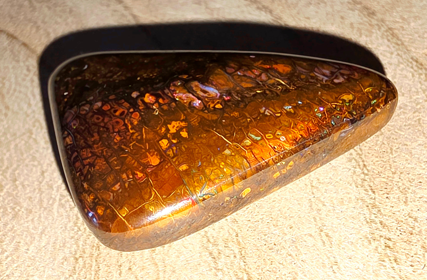 Solid Boulder Opal – Blue, Green & Orange Pinfire