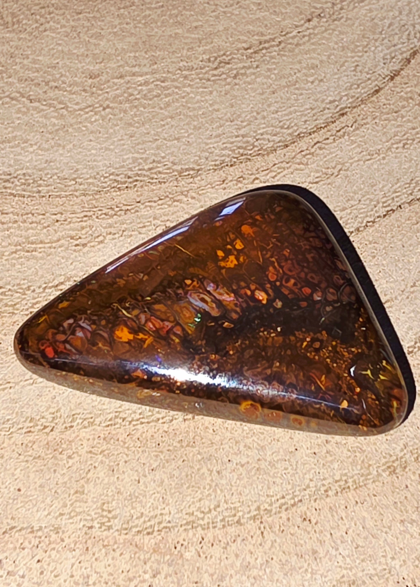 Large Solid Boulder Opal – Blue, Green & Orange Pinfire (Double‑Sided)