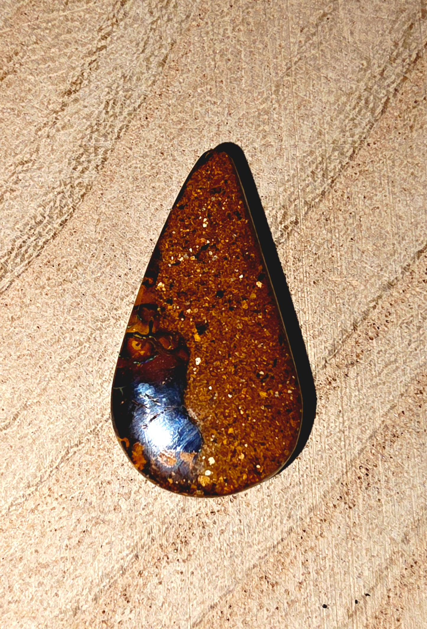 Teardrop Boulder Opal Cabochon - Blue‑Green 