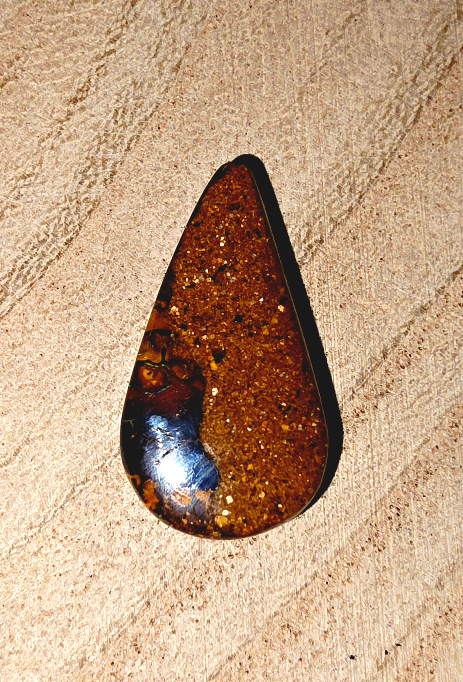 Teardrop Boulder Opal Cabochon - Blue‑Green 