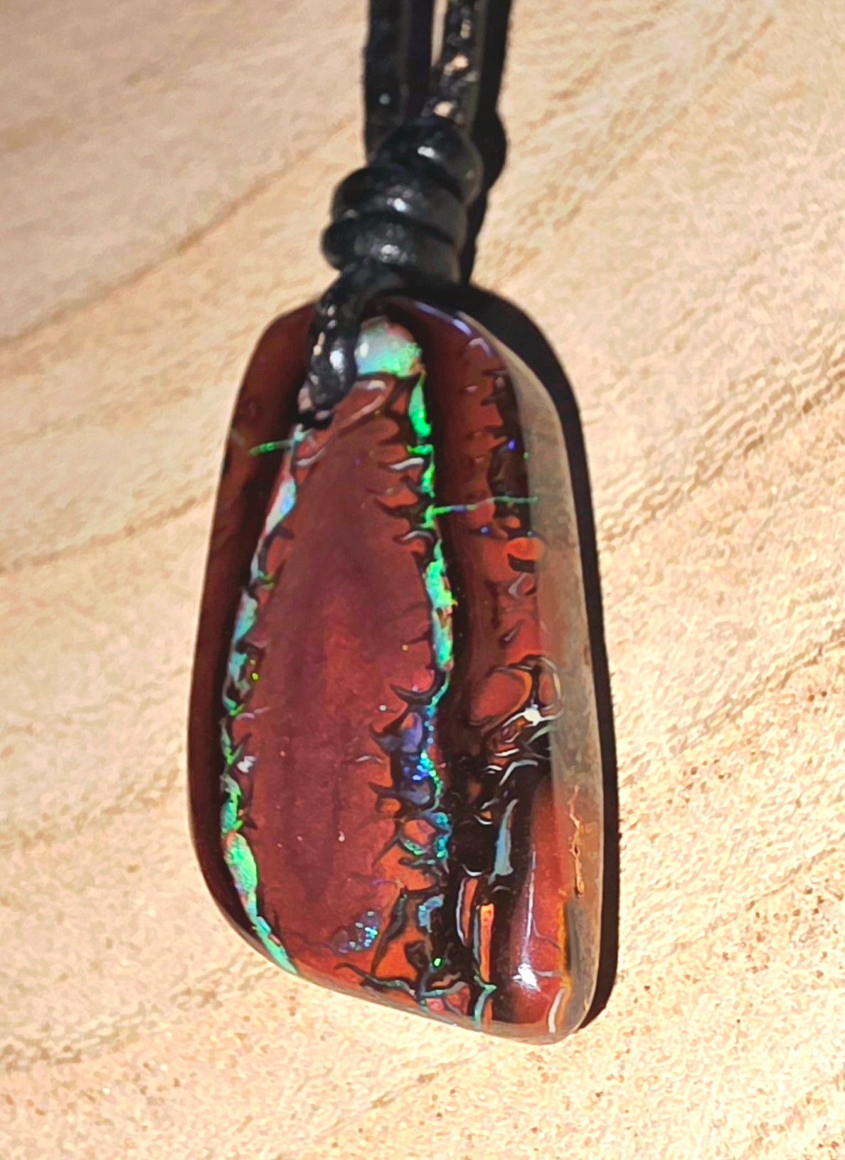 Drilled Boulder Opal Necklace – Blue, Green & Purple
