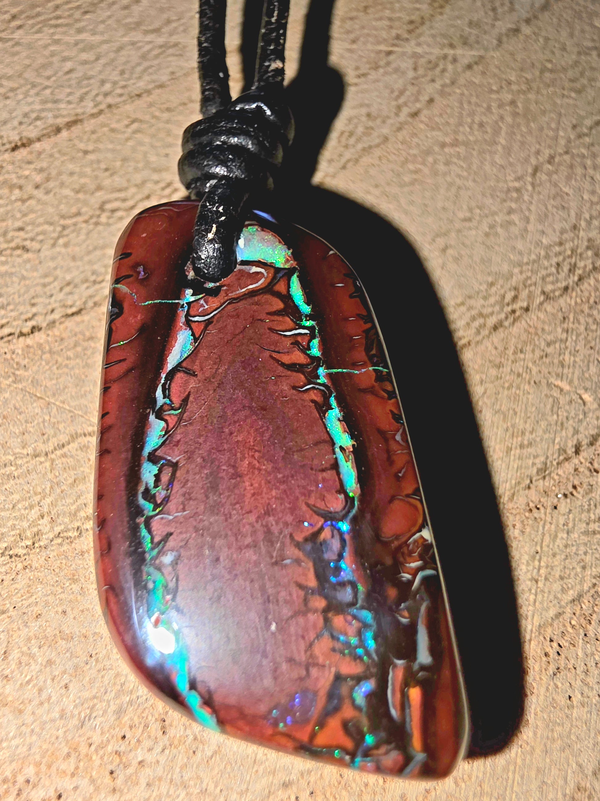 Boulder Opal Necklace – Blue, Green & Purple Flash