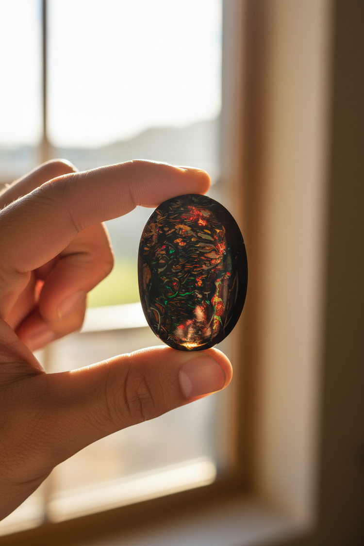 Discover Your First Opal – Boulder Opal Held to Light, Man's Hand
