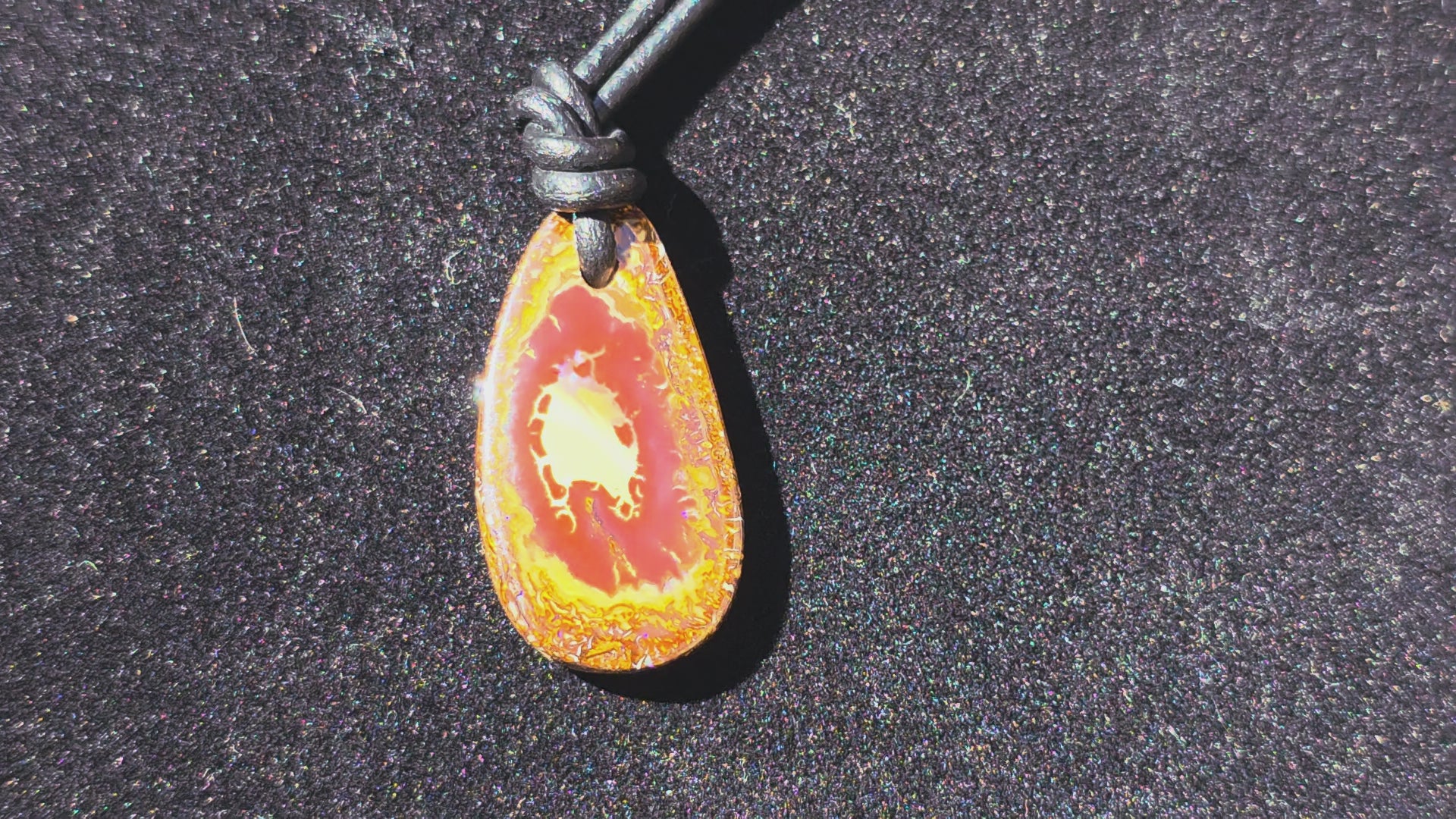 Boulder Opal Necklace – Blue Green Pinfire Freeform Pendant (Leather Cord)
