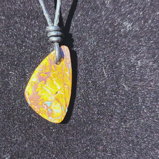 Boulder Opal Necklace – Drilled Tribal (Double‑Sided)