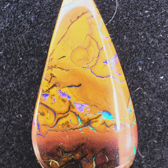 Teardrop Boulder Opal Cabochon - Blue‑Green Broad Flash