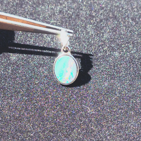 Boulder Opal Pendant - Blue Red Green Rolling Flash 925 Silver