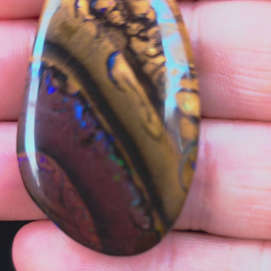 Large Tribal Yowah Boulder Opal Necklace - Double‑Sided Pendant
