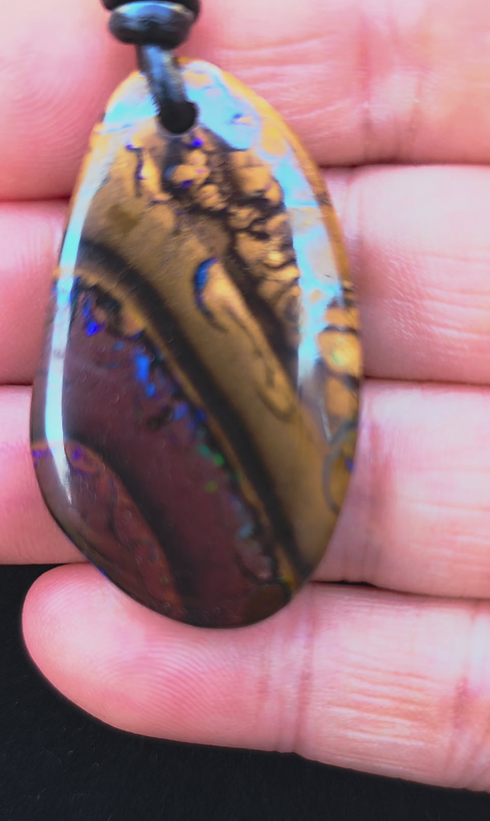 Large Tribal Yowah Boulder Opal Necklace - Double‑Sided Pendant